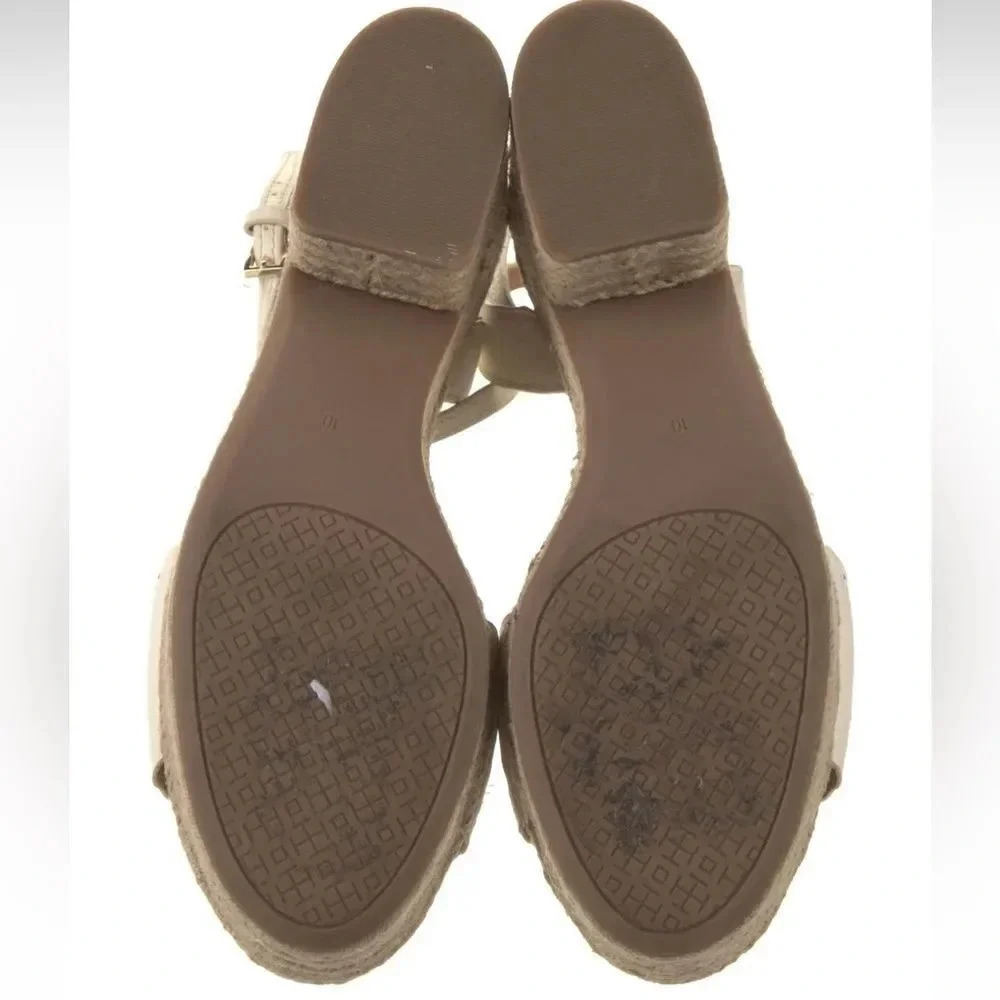 Tory Burch White Roselle Leather Lasercut Accents Platform Women's Espadrilles s - Picture 5 of 5